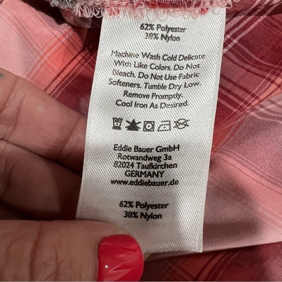 Eddie Bauer Outdoor Quick Dry Pink Plaid Button Down Shirt Size Woman’s Large - Picture 6 of 10